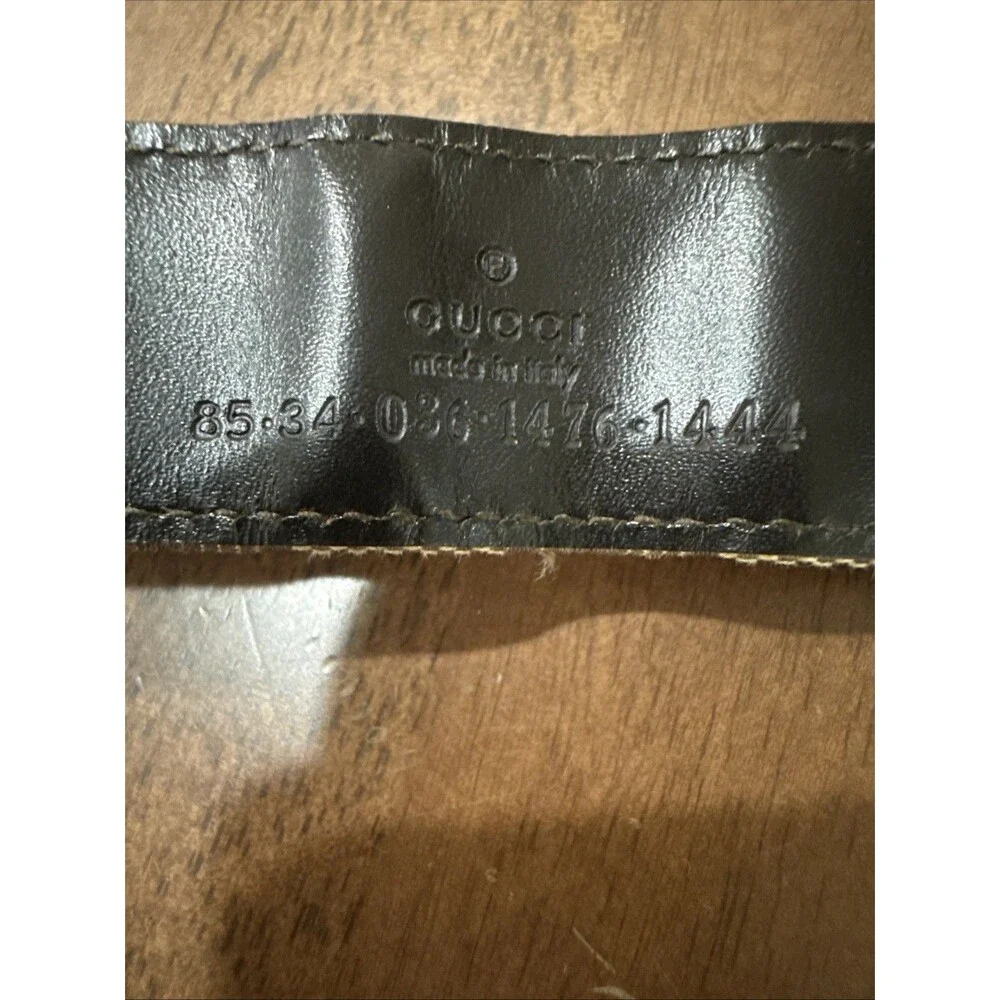 Gucci Vintage GG Monogram Canvas Belt Adjustable Brown Italy Authentic